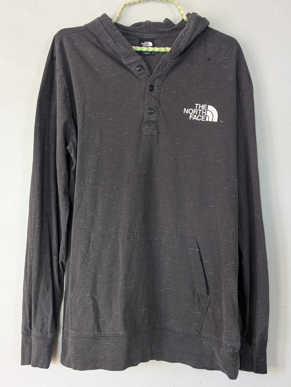 The North Face Charcoal Grey Button Henley Lightweight Hoodie Medium
